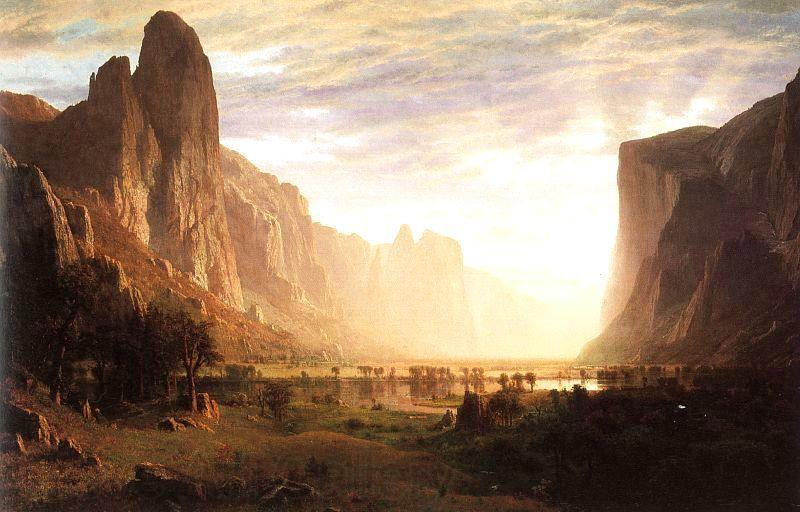 Bierstadt, Albert Looking Down the Yosemite Valley Norge oil painting art